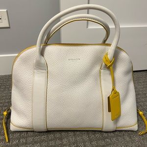 Coach Bleecker White Yellow Pebbled Leather Satchel